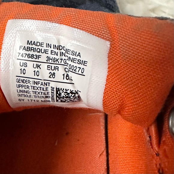 Converse All Star Navy Blue and Orange Toddler Boy Sneaker Shoes Size 10 - Picture 6 of 6